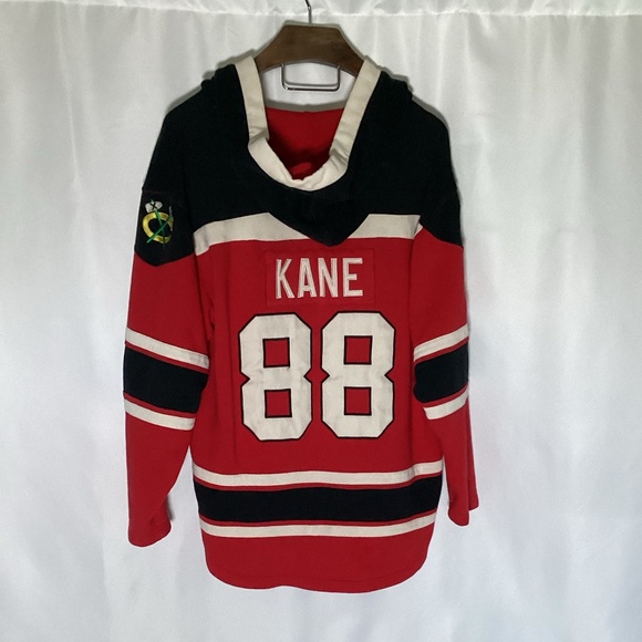 2131. Men's Chicago Blackhawks Kane #88 Red Hooded Sweatshirt VGUC Size Large - Picture 2 of 6